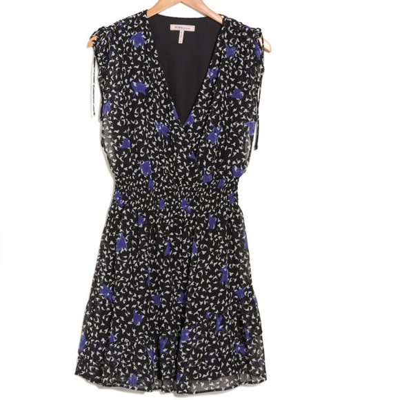 BCBGeneration- Floral sleeveless Ruffle Hem mini dress - Picture 2 of 3